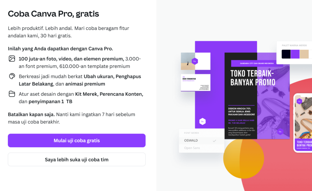 cara bayar canva pro
